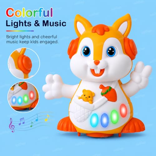 Image of Zest 4 Toyz Musical Toy for Kids with Lights and Music Dancing Squirrel Walking Motion Swaying Hands Blinking Eyes Battery Operated Sound Toy for Boys & Girls Age 3+ (Random Color)