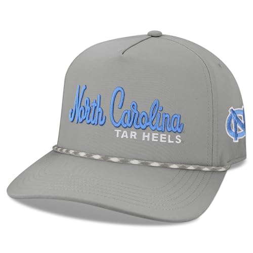 Legacy NCAA Officially Licensed Rope Hat, North Carolina Tar Heels, Lightweight Cap for Men & Women, Caddy Adjustable (Caddy), Grey/Grey White Rope, One Size Fits Most, Snapback Closure