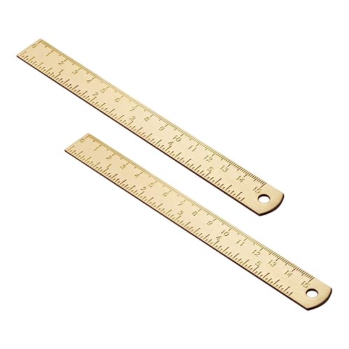 Tofficu 真鍮定規ブックマーク 15cm 2個セット 多機能描画定規 ポータブルストレート定規 学校 家庭用 測定ツール
