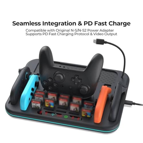 Base 5 en 1 para Switch con ventilador regulable y 9 modos RGB 6