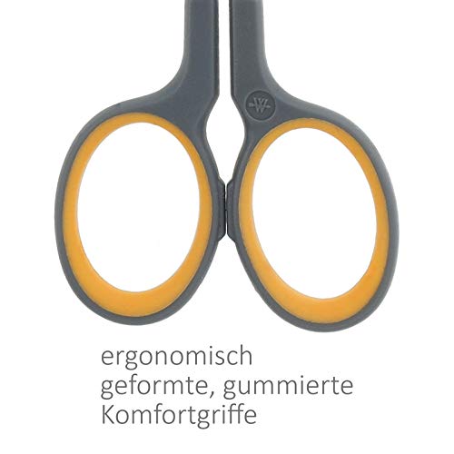 Westcott E-30444 00 Titanium Super Softgrip Silhouettenschere, 10 cm, gebogen, grau-gelb