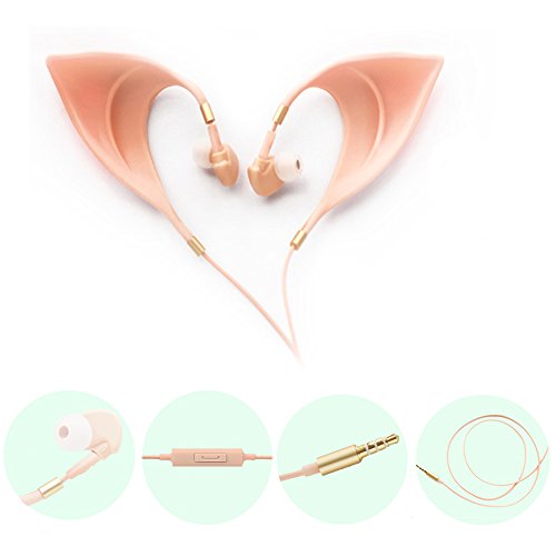 Urbun Elf Earbuds Headphones - Elegant Elves Ear Design Ultra-Soft Corded Earphone Perfect Sound Quality Fairy's Adorable Cosplay Headset Spirit Costume Accessories