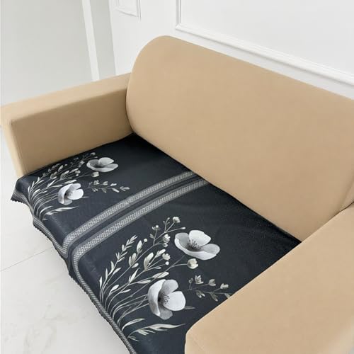 Image of Homerz Premium Waterproof Jasmine Joe Sofa Seat Cover - Floral Printed Sofa Protector | Non-Slip, Washable & Durable Sofa Protector (Grey, 2 Seater)