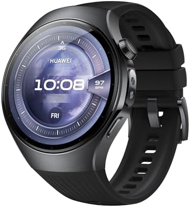 HUAWEI WATCH 5 Akıllı Saat – X-TAP Çoklu Algılama Teknolojisi, Gerçek Zamanlı Parmak Ucu Oksijen Ölçümü, Sağlık Özeti, eSIM Desteği, İki Farklı Pil Modu, iOS ve Android ile Uyumlu, Siyah - Görsel 1