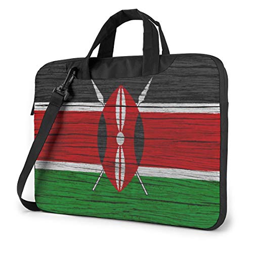 Kenya Wooden Texture Kenyan Flag Laptop Case Sleeve Shoulder Bag for 13-15.6 inch