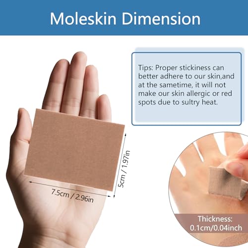 Image of Moleskin for Blisters 50 Sheets, Mole Skin for Feet & Shoes, Adhesive Moleskin Padding, Blister Prevention, Mole Skin Tape for Boots Hiking Reduce Friction Pain Khaki