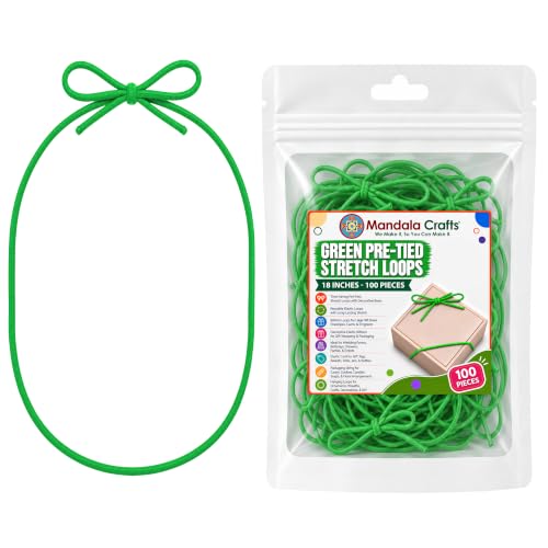 Mandala Crafts 18 Inch Green Pre-Tied Stretch Loops for Gift Wrapping
