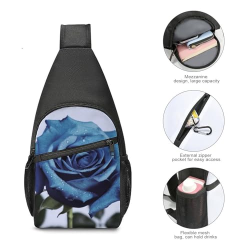 Mochila Crossbody Pequeña Deportiva Azul con Estampado Floral miniatura 4