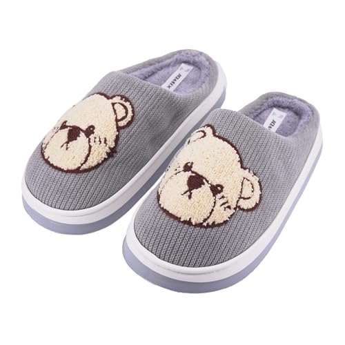 JOMIX Zapatillas Casa Mujer Invierno con Peluche Pantuflas Mujer Cálidas con Forro de Piel Sintética WPW255159, Gris, 40-41 EU