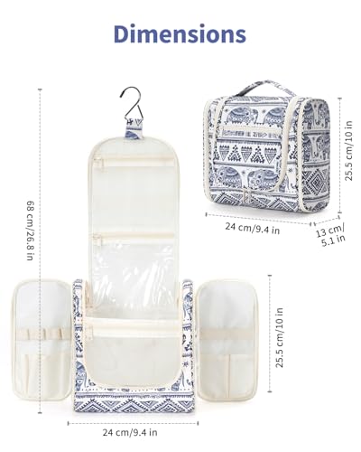 Image of Hanging Travel Toiletry Bag Cosmetic Make up Organizer for Women and Men, Elephant (Large),