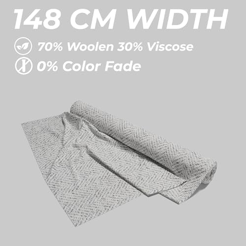 Image of BIGREAMS Unstitched Herringbone Wool Blazer Yarn-Dyed Fabric for Three Piece Suit | 58 inch Wide, Wrinkle Free, Best for Coat Pant, Nehru Jacket (Free Size)