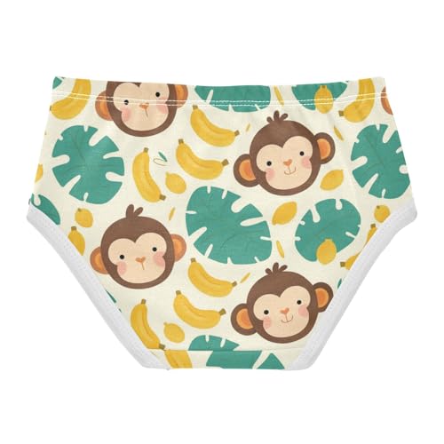 Wusikd Cute Monkey Girls' Underwear Cotton Banana Leaves Girls Briefs Soft Toddler Underwear 2T2