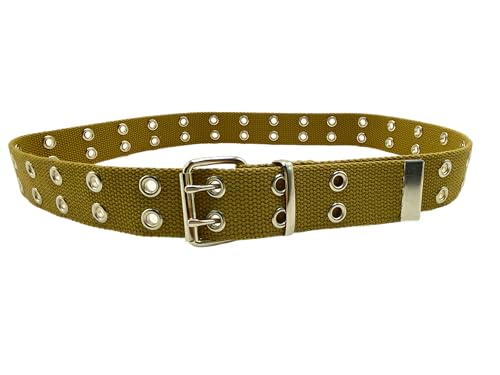 Double Grommet Belt Canvas Punk Style Web Belt Double Eyelet for Women Men Jeans 2 Hole Belts 1.5'' Wide4