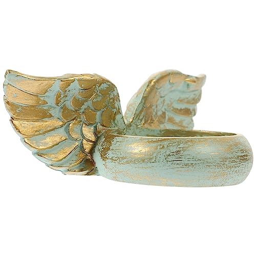 Kichvoe Portavelas con Forma De ala De Ángel Antiguo Candelabros Decorativos con Alas De Estatua De Ángel Portavelas Cónico para Centros De Mesa De Bautismo Shlef Boda B