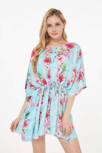 Image of Hawaii Hangover Family Matching Clothes, Pink Hibiscus Vine Turquoise | Family matching Hawaiian outfits, Pink Hibiscus Vine Turquoise, lightweight rayon, machine washable, tropical floral print