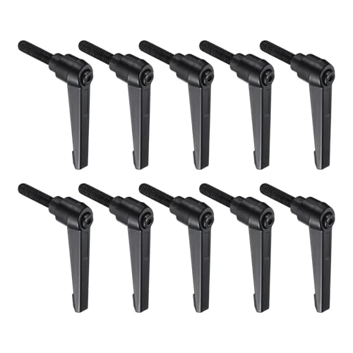 Image of uxcell 10pcs Lever Adjustable Handles M8 x 32mm Metric Male Thread, Level Clamping Handle Hand Stud Knobs Rotating Screw Handles Bolts with Locking Lever, Black