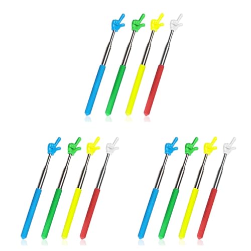 Kriccekal 教師用ポインタースティック 伸縮式ハンドポインター 12個 プレゼンテーション ホワイトボード用 指読み補助具