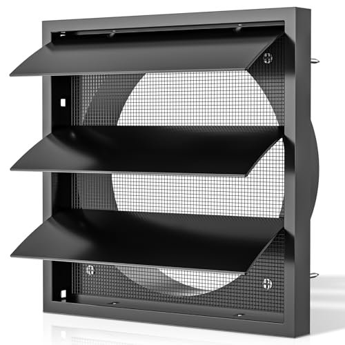 HG Power Grille de Ventilation à Lamelles 100 mm Noir, 140 mm x 140 mm avec Moustiquaire, pour HVAC, Hotte, Couverture Extérieure, Sèche-Linge, Ventilateur...