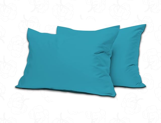 MistyMorning Pillow Cases 2 Pack, Soft & Premium quality Bedding & Linen, 100% Egyptian Cotton with 200 Thread Count. (50 * 75+15 cm (Teal)