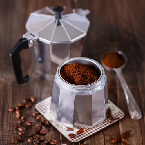 WinGluge Espressomaschine, Espressokocher für 6 Tassen, Moka-Kanne, Espressokanne, Kaffeemaschine, Camping Kaffeekocher, Silikondichtung, Sicherheitsventil, Aluminium, Silber, für Kaffeeliebhaber