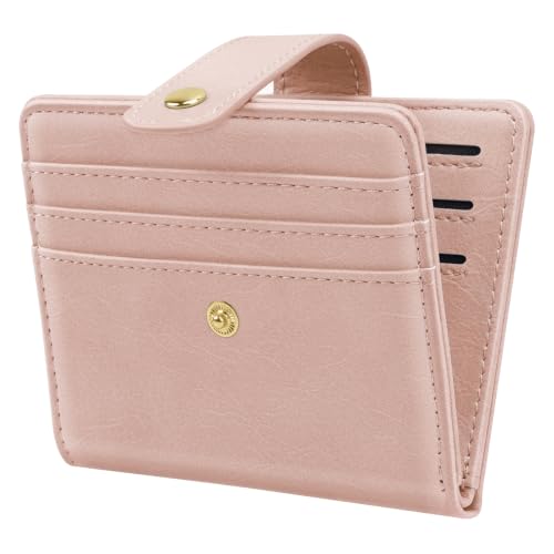 Image of Small Wallets for Women Slim Minimalist Bifold Credit Card Holder | Compact Zipper Coin Purse for Ladies RFID Blocking Mini Travel PU Leather Card Case Gifts for Mom, Pink