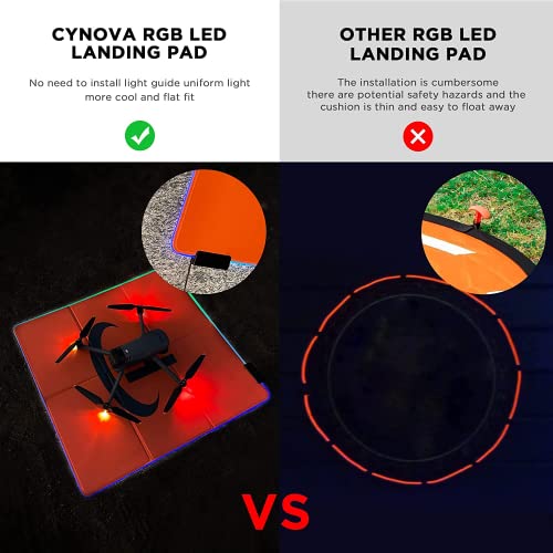 Cynova Drone Landing Pad With Led Lights For Dji Mini 3 Pro | Mavic Air 2 | Air 2S | Mavic Mini 2 3, Fast-Foldable Helipad For Dji Avata/Mavic 3/Zoom | Dji Fpv | Drone Accessories (65Cm) #TOP3