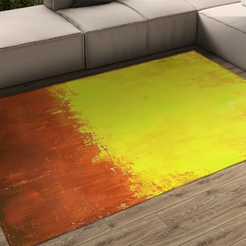 Tapis minimaliste à blocs de couleur 120x180cm jaune et rouge - 2