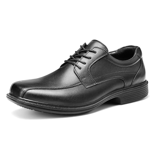 HEEZ Mens Dress Shoes,Split Leather Oxford Shoes for Men, Classic Lace Up Formal Business Shoes,Square Toe