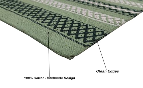 Image of 2x5 ft Cotton Carpet Runner - Soft & Breathable Rug for Indoor-Outdoor Styling with Geometric Appeal