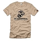  USMC Marines The Few The Proud Corps Wappen Abzeichen Emblem- T Shirt Herren Khaki #701