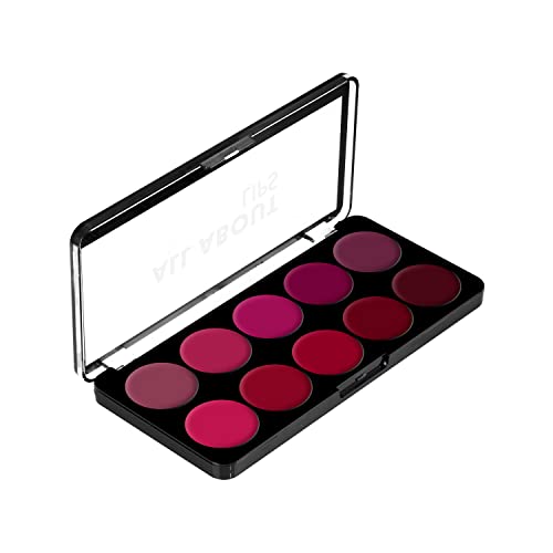 Swiss Beauty All About Lip Palette With 10 Pigmented Colors |Creamy Matte Finish Lip Colors Lipstick |Travel Friendly Lip Palette | Multicolor-02, 12 Gm |