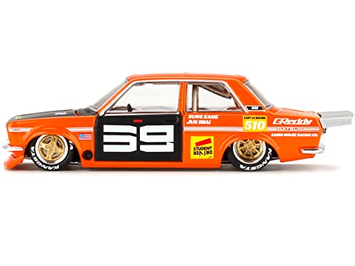 Miniatura Datsun 510 Pro Street 1:64 naranja y negro miniatura 3