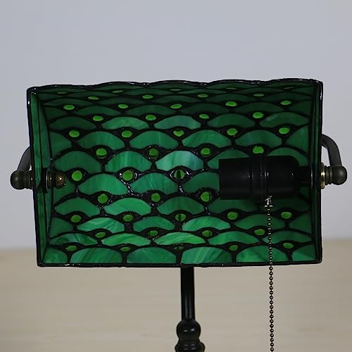 Lámpara verde estilo Tiffany para el hogar dormitorio y oficina con vitral 7