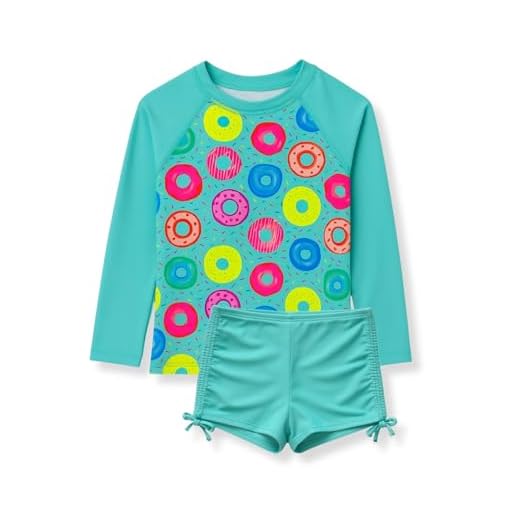 Kit 2 Peças Biquini Infantil Menina Shorts Proteção Uv 50 (BR, Idade, 10 Anos, Verde)