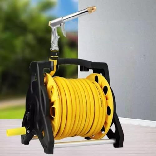 Minogo ホースリール 散水ホースリール ホース巻き取りリール エンジニアリングプラスチック材料 金属製高圧水鉄砲付き 巻き取りやすい ウォーターパイプ 内径12mm 水道管収納 厚い手 丈夫 耐久性 洗車 使いやすい 園芸工具 庭 屋外 家庭用 組み