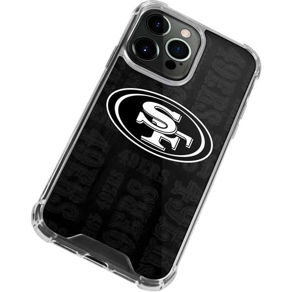 Skinit Clear Phone Case Compatible with iPhone 14 Pro Max - Officially Licensed NFL San Franciso 49ers Black & White Design