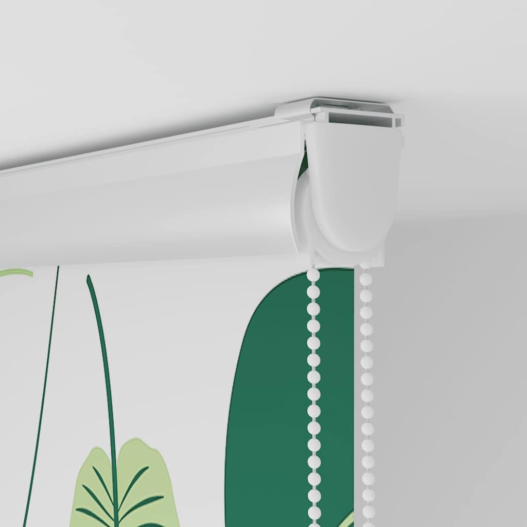Roleta prysznicowa z kasetą 70 x 240 cm, wodoodporny materiał PEVA, szerokość materiału 66 cm, wzór zielonych liści, do łazienki, wnętrz, łatwy montaż