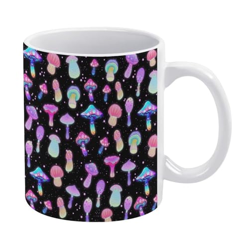マグカップ おしゃれ キノコ サイケデリックカラー 宇宙空間 コーヒーカップ 陶器 丈夫 マグ カップ 食器 直径8.2×高さ9.6cm 330ml 軽い 気軽に使える コーヒーマグ インテリア アウトドア 綺麗 ジュース お茶 新生活 雑貨 台所 飲食店