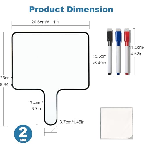 Marte Vanci Trockenabwischbare Tafeln, kleine Whiteboards, Handheld, doppelseitig, Antwortpaddel, schnelle Reaktion, magnetische Markern, für Studenten, Lehrer