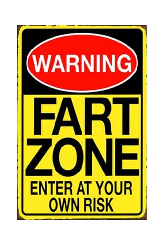 Korrazi Funny Dark Humor, Metal Warning Wall Decor, Fart Zone Enter at Your Own Risk, Yard Garage Garden Plaque Outdoor for Home Fence 8 X 12 Inches