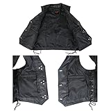EURO STARS Lederkutte Herren Biker Lederweste 3 Metallverschlüssen, Motorrad Lederkutte, Weste, Clubweste, Biker Lederkutte, Rockerweste, Leder Kutte, Kutte (L, Schwarz)