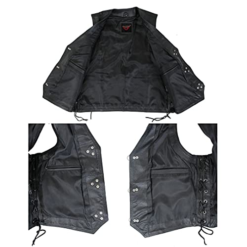 EURO STARS Lederkutte Herren Biker Lederweste 3 Metallverschlüssen, Motorrad Lederkutte, Weste, Clubweste, Biker Lederkutte, Rockerweste, Leder Kutte, Kutte (L, Schwarz)