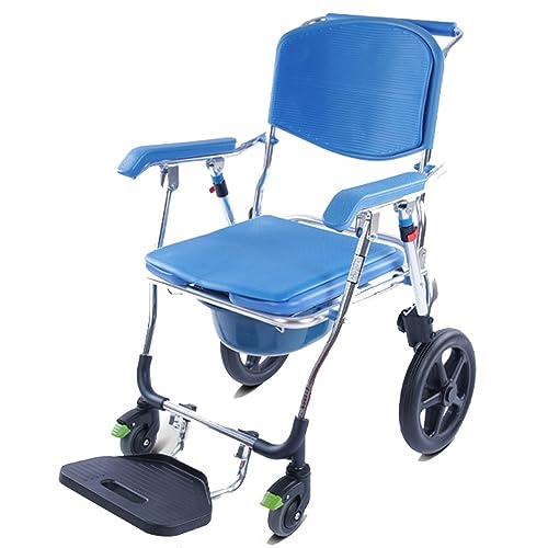 Portatile Pieghevole Sedia da Toilette con Ruote,Sedia da Toilette per Sedie A Rotelle da Bagno per Anziani,Sedia da Toilette Mobile Impermeabile per Disabili A