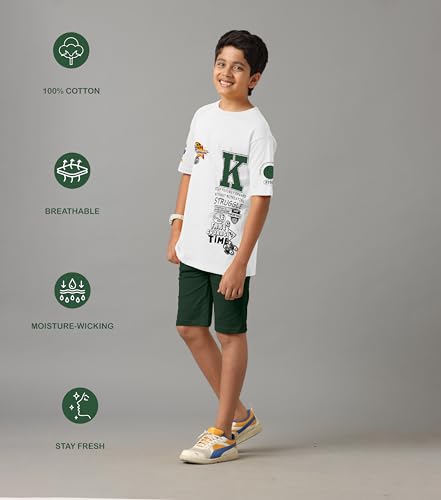 Image of KYDA KIDS Boys 100% Pure Cotton Premium Printed T-Shirt & Shorts Clothing Set | Soft Breathable Summer Wear | Stylish Casual Co-Ord Set for Boys