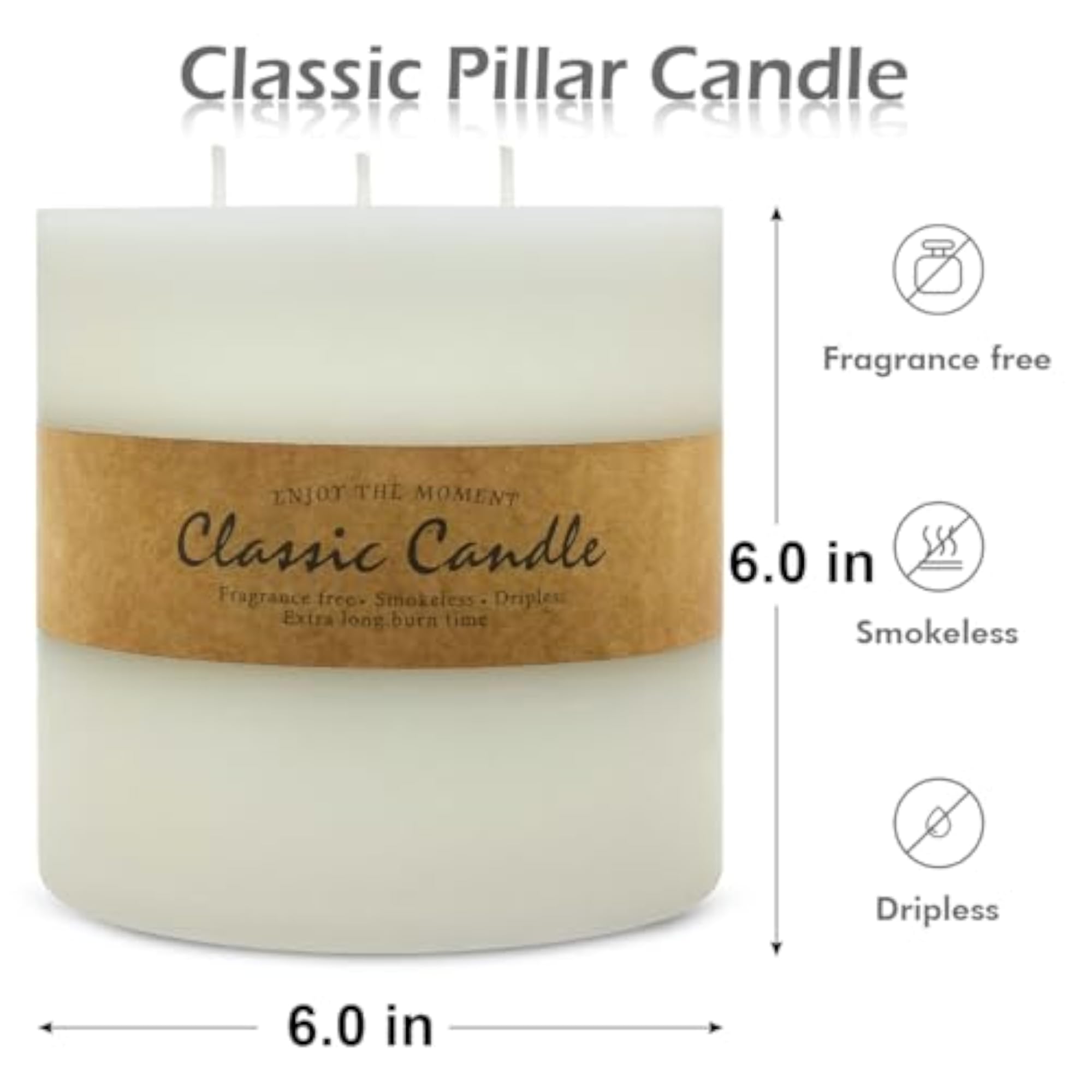 Large 3-Wick Ivory Pillar Candle