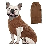Hjumarayan Hundepullover - Weich & Warm Hundepullover Mittelgroße Hunde Hundepulli Stricken mit Revers Pullover für Hunde Yorkshire Französische Bulldogge (Braun XL)
