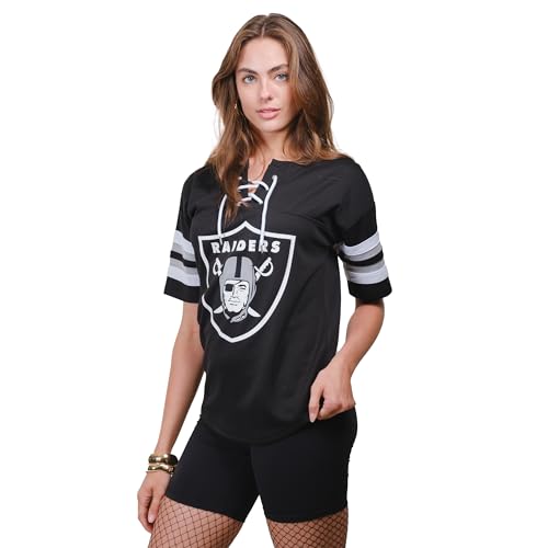 Ultra Game Women's NFL Lace Up Tee Shirt Penalty Box