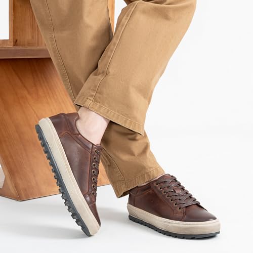 Image of Jousen Men's Shoes Leather Casual Dress Sneakers with Vintage-Distressed-Sole