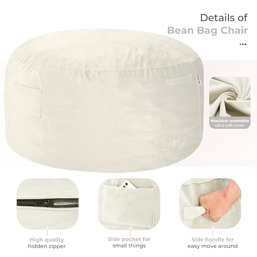 Image of HABUTWAY Bean Bag Chair: Giant 5' Memory Foam Furniture Bean Bag Chairs for Adults with Microfiber Cover 5Ft (Beige)