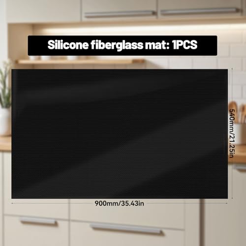 TETEWEVER 54×90cm Schwarz Induktionsmatte Große Herdabdeckplatte Silikon Schutzmatte Induktionskochfeld Abdeckung Induktion Schutzmatte Induktionsfeld Protector, für Induktionskochfelder Tischschutz